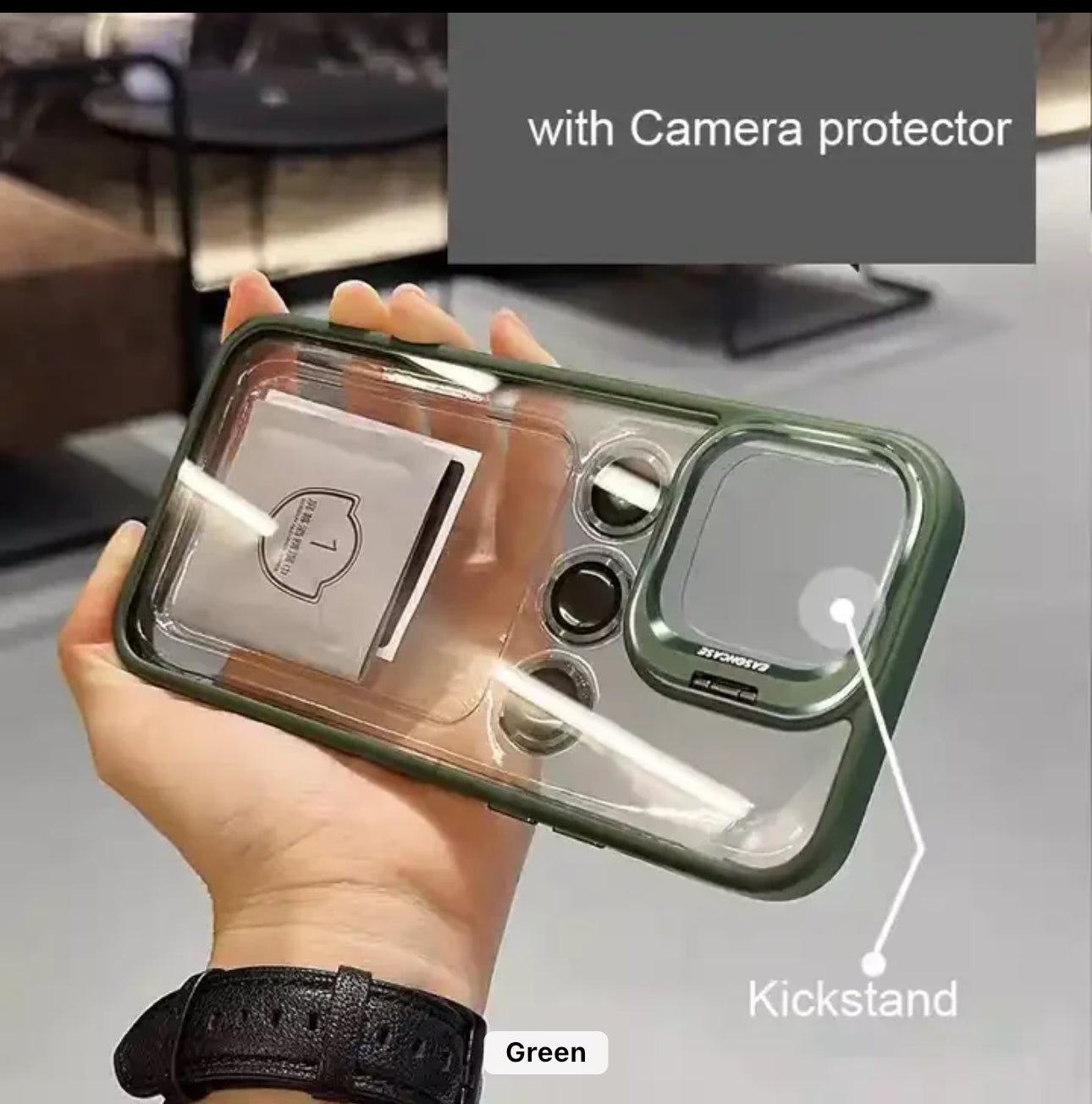 iPhone Series Kickstand Case With Luxury Invisible Camera Lens Metal Ring