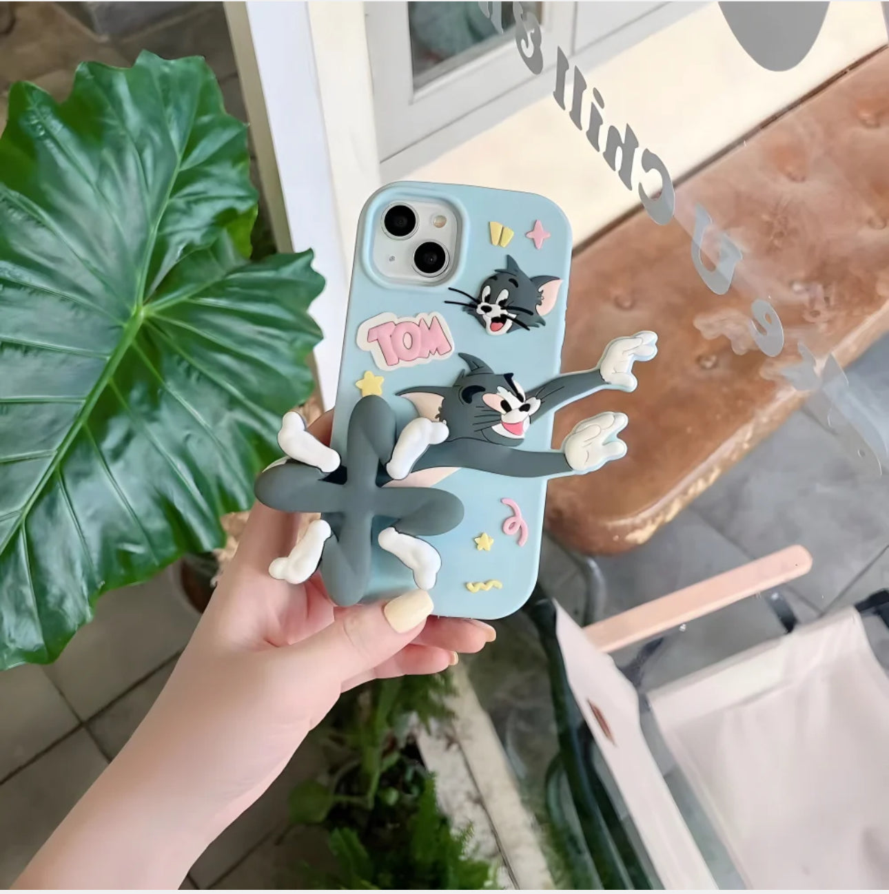 Tom & Jerry Running Silicon Mobile Cover Case with Fidget Spinner